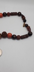 Vintage wood, plastic and gold tone shades of browns beaded Necklace 23″