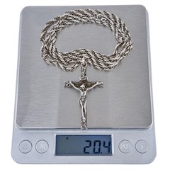 Vintage Sterling Silver 925 Crucifix Pendant Necklace 29″