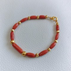 Natural Coral Gemstone Bracelet Coral Bead Bracelet Red Coral Handmade Bracelet