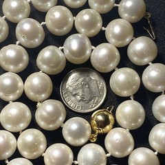 Necklace Cultured Pearl 14k 9mm Ball Clasp Big Pearls 10mm To 11mm Big Pearls