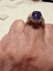 Vtg 925SterSilver By SAM Sz12-8g. Tanzanite&Topaz Ring!