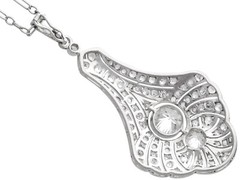 Antique Art Deco 3.51Ct Diamond and 18k White Gold Pendant Circa 1925