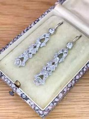 4.00Ct Art Deco Style Lab Craeted Diamond 14K White Gold FN Drop/Dangle Earrings