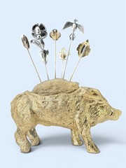 Vintage Stick Pin Lot With Boar Pin Cushion