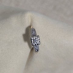 Vintage 14K Two-Tone Gold Diamond Illusion Ring Art Deco Size 5 1.73g LS