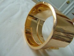 vintage 1970s Lanvin Paris signed gold wide clamp bracelet