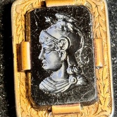 INTAGLIO double sided vintage GF pendant on FCC gold filled cable chain 1/20 12k