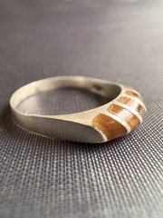 Vintage 925 Sterling Silver Modernist Inlay Design Ring Artisan Ring Size 7.25US