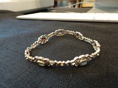 #656–VINTAGE STERLING SILVER HAN-925-BRACELET–6-STONES