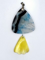 Vintage Pendant Lot 8pc Abalone Chakra Quartz Mother of Pearl Shell Alpaca