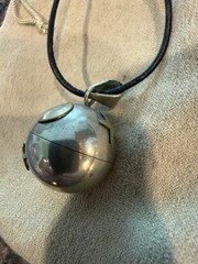 Rare Harmony Fairy Bell Necklace Vintage Silver Moon Stars Galaxy Charm Folk Art