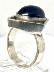Y47 Modernist 1970s Purple 5 Ct Amethyst 935 Silver Ring Size 6.75 – 7.0 – 925