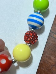 VTG Bubblegum Art Jewelry Lucite Resin Acrylic Faceted Bead Rhinestones Necklace