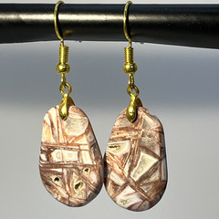 Brecciated Mexican Crazy Lace Jasper Earrings Gold French Wire Natural Gemstone
