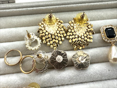 Lot 7 Pair Brutalist Earrings ROMAN Gold Vintage Movie Star Pearl 90s Anne Klein