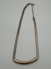Monet Gold Tone Snake Chain Necklace Curved Bar Pendant Adjustable