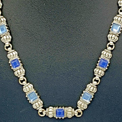 Avon 16-18 inch Silver Tone Blue Crystal Necklace 4-320
