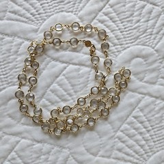 Austrain Cyrstal USA Vintage Set In Bezels Necklace 34 Inch Chain Excellent