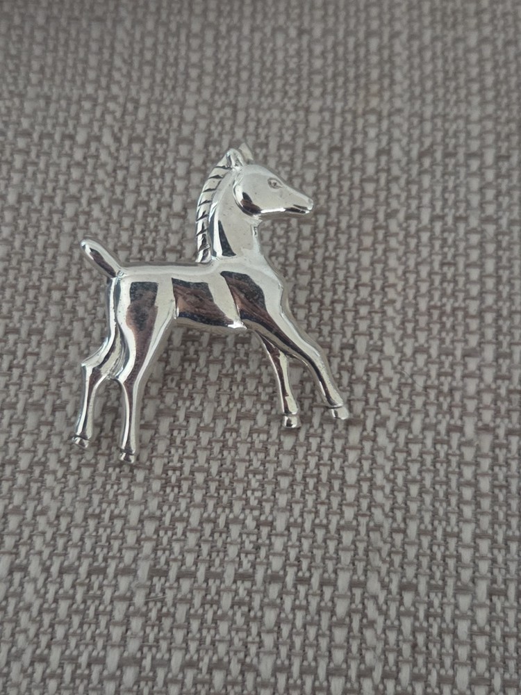 Vintage Sterling Lang Silver Horse Brooch Pin mid-century 925 sterling silver