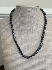 Freshwater Pearl Necklace 16″ Hand Knotted Peacock Iridescent 925 Clasp