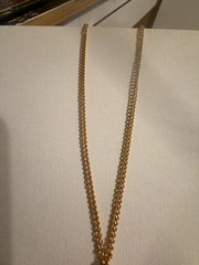 Vintage Gold Tone Filigree 3.5 “ inch Cross Pendant Necklace with Faux Pearls