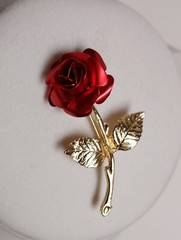 Vintage – Rose Brooch / Pin – Gold Tone Christmas Gift for Mom or Grandma