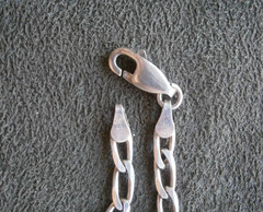 IBB Hammered Elongated Oval Link Vintage Shiny Sterling Silver Bracelet 7″ ~3.8g