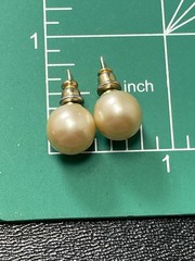 Vintage 10mm Faux Pearl Gold Tone Stud Earrings