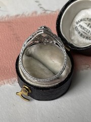 Early Art Deco Marquise Lab Created Diamond Wedding Engagement 925 Silver Ring