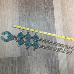 Sancrest Vintage Silver-Toned Double Strand Turquoise Squash Blossom Necklace