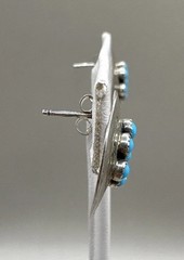 Vintage Sterling Silver 925 Ella Peter Turquoise Stone Stud Earrings (3.51g)