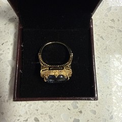 Antique Vintage Art Deco 3.20 Ct Blue Sapphire Promise Ring 14K Yellow Gold Over