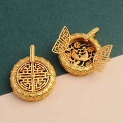 Chinese Vintage Hollowed Out Lucky Pendant Bird Necklace Jewelry With Rope Gift
