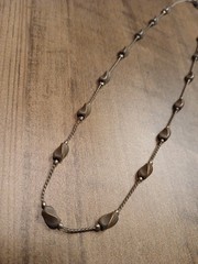 Vintage Revlon Necklace- Gray Bronze Floating Beads Cable Jewelry 18″ Length