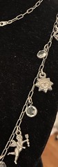 Vintage Silver 36” Celestial Necklace Sun Moon Stars Cupid Bevel Set Crystals