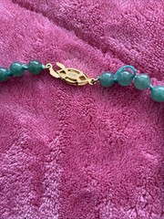Vintage Nephrite Jade Bead Necklace Silver Clasp AND Faux Pearl Necklace