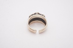 Vintage Sterling Silver 925 Black Onyx Lapis Coral Ring Size 4.25