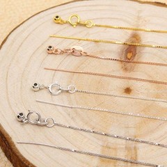1PC Solid Silver Vermeil Needle Adjustable 0.6mm Wide Box Chain Necklace FESV41