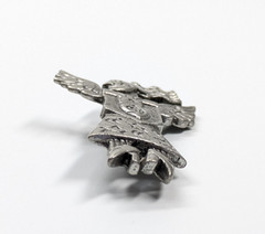 Vintage Silver Tone Winged Angel Fairy Holding Heart Brooch Pin 2.25″ Celestial