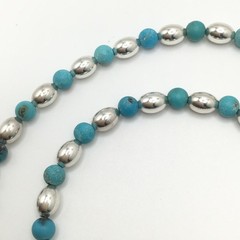 Silver Schark Handmade Sterling Silver & Turquoise Choker Necklace 16-19″ #41