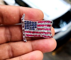 2Ct Lab Created Red Ruby & Blue Sapphire Brooch Pin 14K White Gold Plated Silver