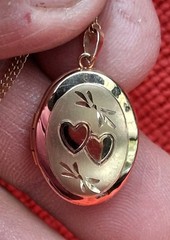 Vtg True Kay MOM Gold Heart Locket & Necklace 1/20 14k GF Engraved Pendant