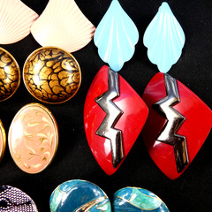 RETRO Vintage Metal Enamel Earrings Lot 14 Pairs Coloful Post Earrings Red Blue