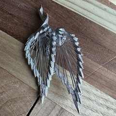 Vintage Boucher Brooch Pin 3.1 Inch Detailed Open Wire Work Leaves Silver Signed