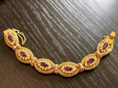 Rare Outstanding Vintage HOBE Set Necklace Bracelet Earrings Amethyst Gold Mesh