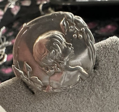 Vintage Art Nouveau 800 Silver Repousse Girl Floral Brooch