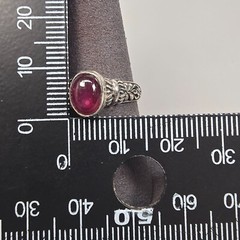 VTG 925 Sterling Silver & Ruby Cabochon Red Ring Size 9.5, 3.93g Moving Eye/Star