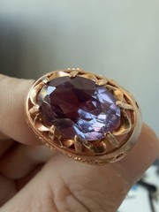 Vintage USSR 14K 583 Gold Alexandrite Ring Soviet Russian Jewelry