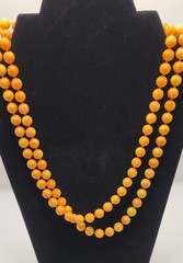 Vintage Double Strand Orange and Cream Beaded Necklace 22″ unsigned