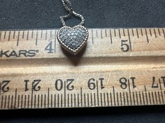 3.47g Vintage Sterling Silver 925 Heart Pave Sparkle Necklace 18 in M